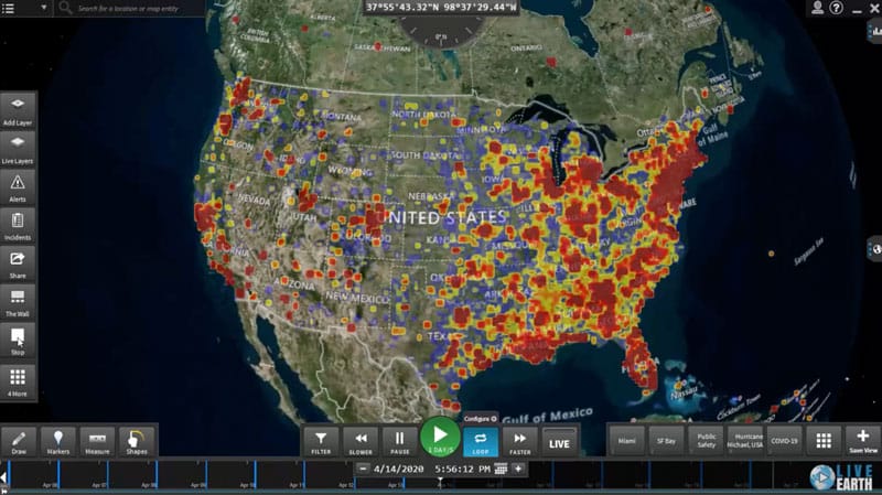 Live Earth Data Streaming map COVID-19