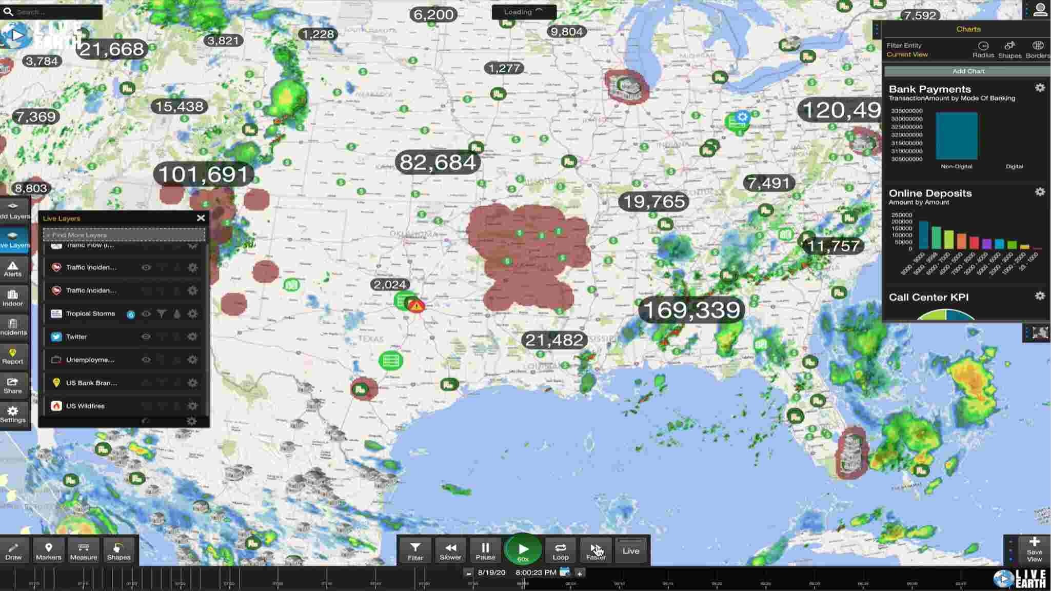 live earth software dashboard on a computer screen