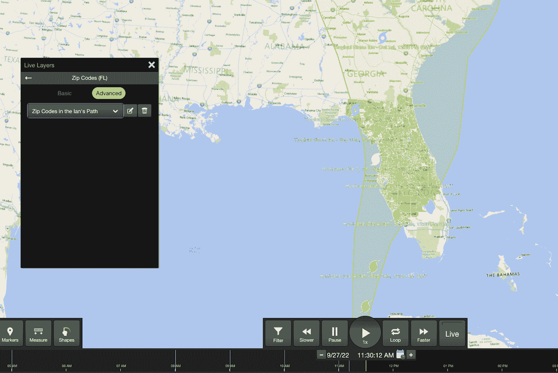 live analytics for hurricane Ian